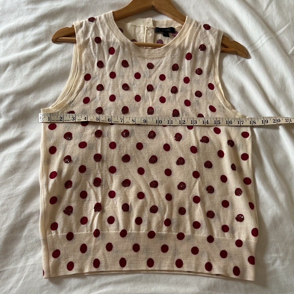 J. crew Red / Sequin Polka dot top - Picture 6 of 6